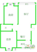 金鹤新城城杰苑2室1厅1卫93㎡户型图