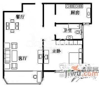 沪中新苑1室1厅1卫76㎡户型图