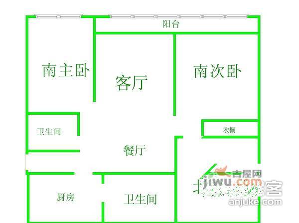 真源小区3室2厅1卫110㎡户型图