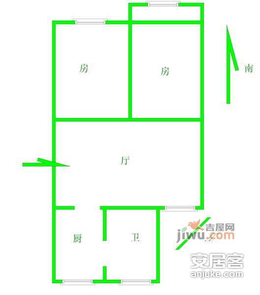 真源小区2室1厅1卫89㎡户型图