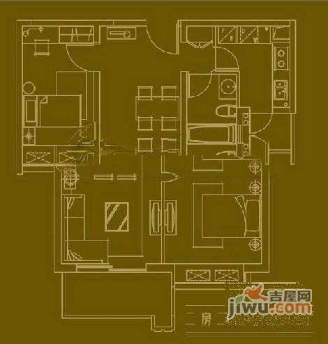 品尊国际公寓4室2厅3卫223㎡户型图