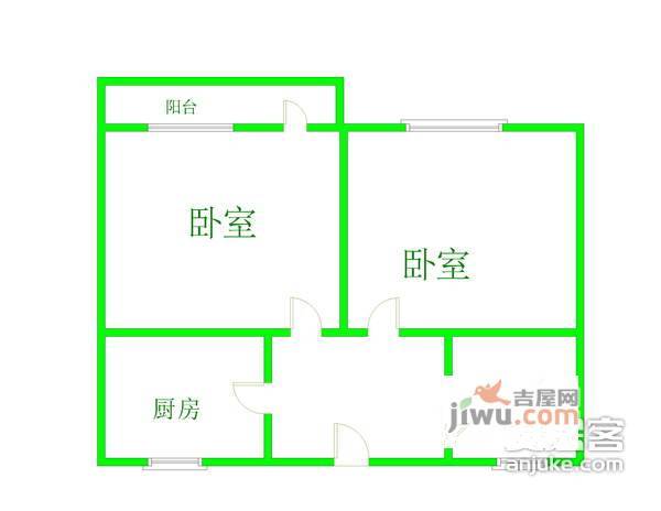 彭浦新村2室0厅1卫56㎡户型图