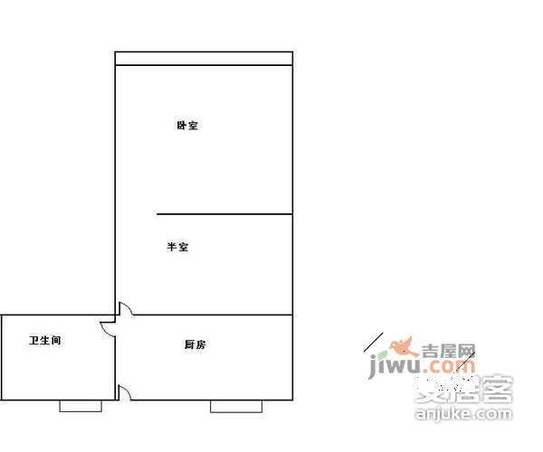 彭浦新村1室1厅1卫50㎡户型图