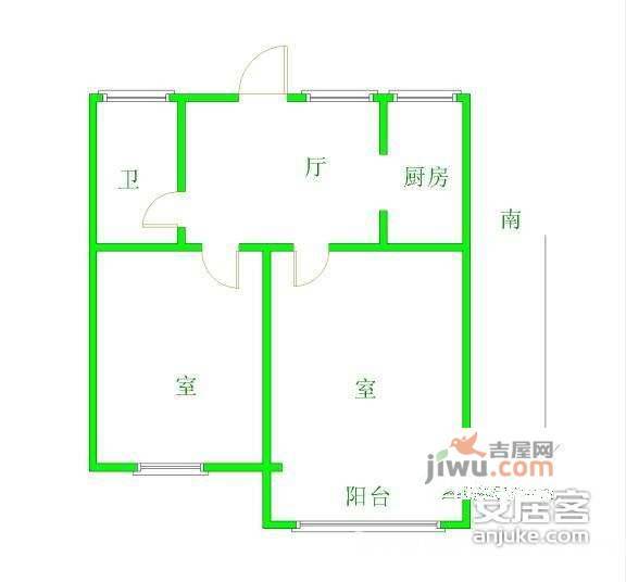 世纪之门2室1厅1卫65㎡户型图