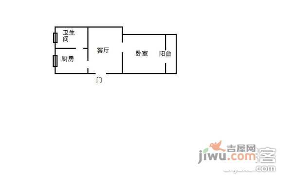 潼港八村1室1厅1卫61㎡户型图