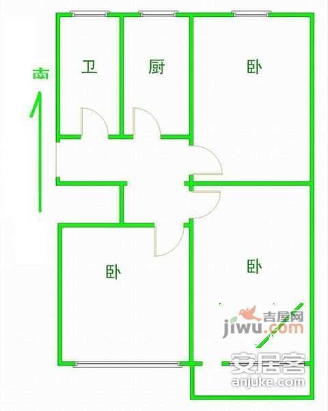 长风二村风荷苑3室1厅1卫65㎡户型图