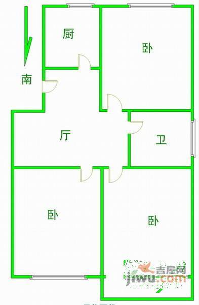 长风二村风荷苑3室1厅1卫65㎡户型图