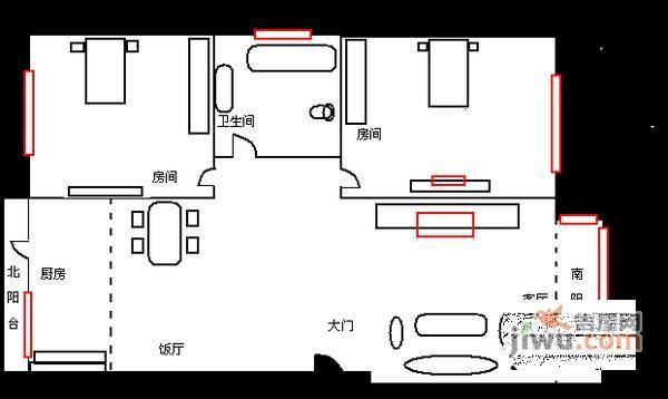 绿地金卫新家园2室2厅1卫87㎡户型图