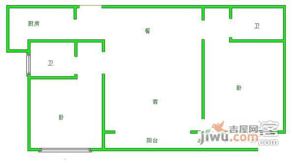 元丰天山花园2室2厅2卫114㎡户型图