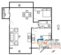 金港花园2室2厅2卫107㎡户型图