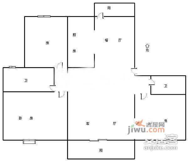 虹桥新城3室2厅2卫200㎡户型图