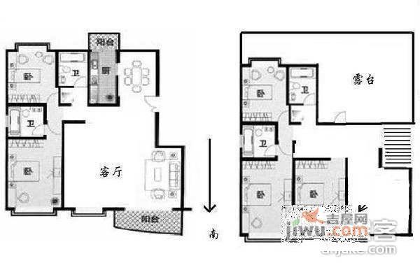 虹桥新城5室2厅3卫205㎡户型图