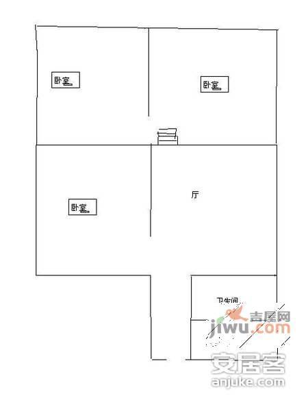 竹园新村3室1厅1卫86㎡户型图