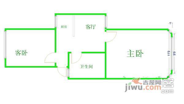 真如西村2室0厅1卫59㎡户型图