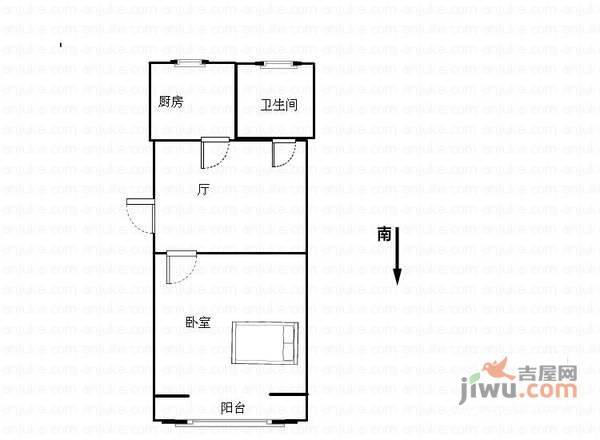 真光新村第七小区1室1厅1卫52㎡户型图