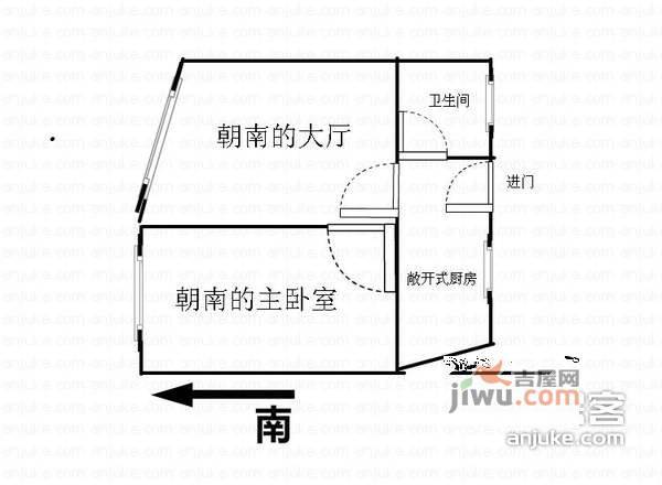 梅陇十一村1室1厅1卫52㎡户型图