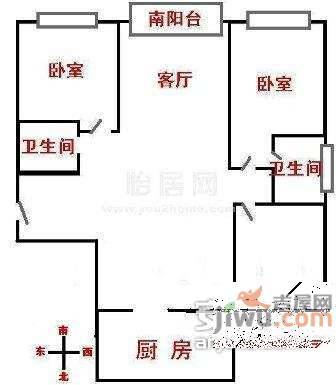 金鹤新城中房公寓3室1厅1卫101㎡户型图