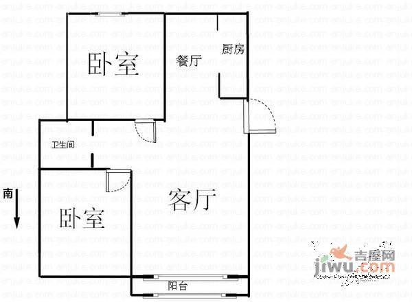 古北菊翔苑2室1厅1卫75㎡户型图