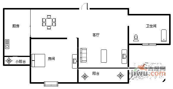 古北菊翔苑1室1厅1卫55㎡户型图