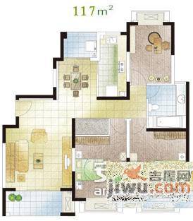 古北菊翔苑3室1厅1卫96㎡户型图