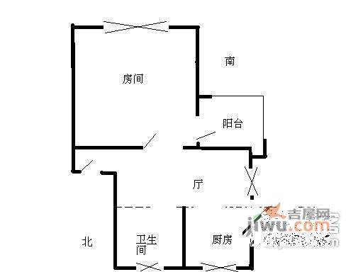 古北菊翔苑1室2厅1卫74㎡户型图