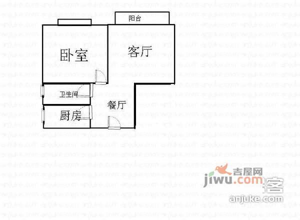 古北菊翔苑1室2厅1卫74㎡户型图