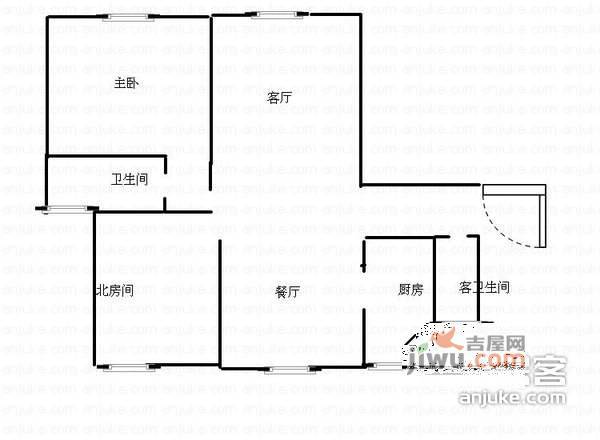 中星海上名庭2室2厅2卫122㎡户型图