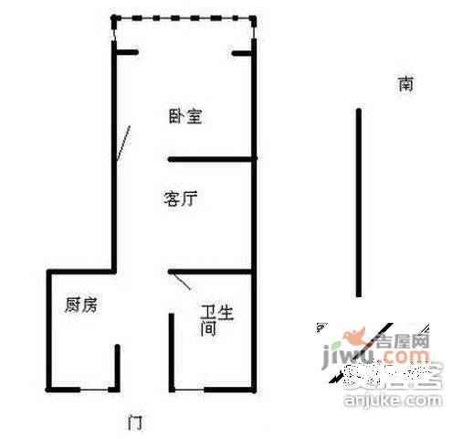 罗阳七村华宝小区1室1厅1卫53㎡户型图