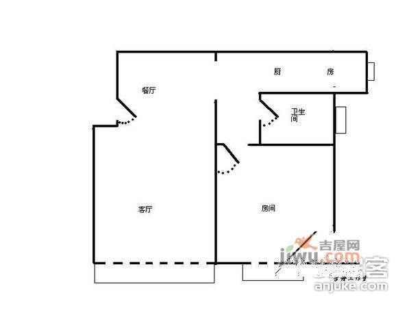 美林小城1室1厅1卫58㎡户型图