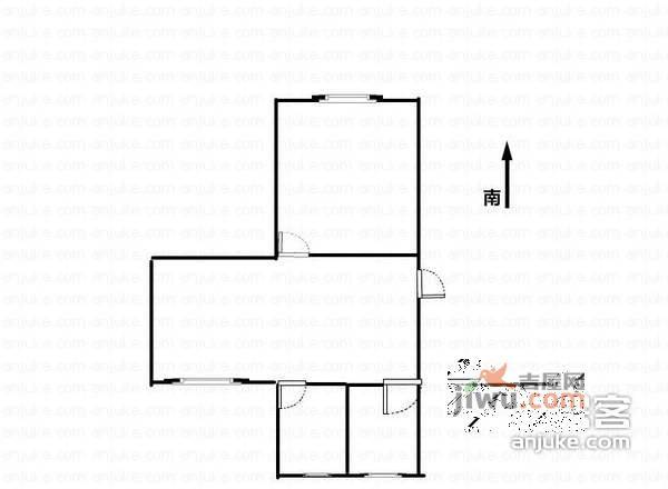 美林小城1室1厅1卫58㎡户型图