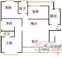 枫景苑3室2厅2卫156㎡户型图