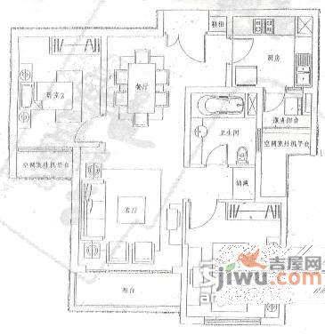 枫景苑2室2厅1卫97㎡户型图