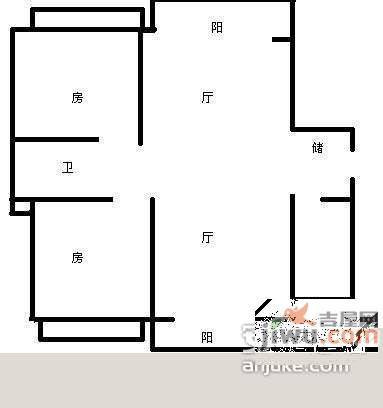 金鹤新城水岸金桥苑2室2厅1卫80㎡户型图