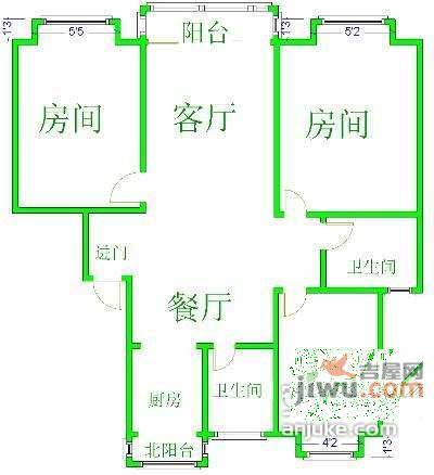 金鹤新城水岸金桥苑3室2厅1卫98㎡户型图