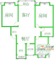 金鹤新城水岸金桥苑3室2厅1卫98㎡户型图