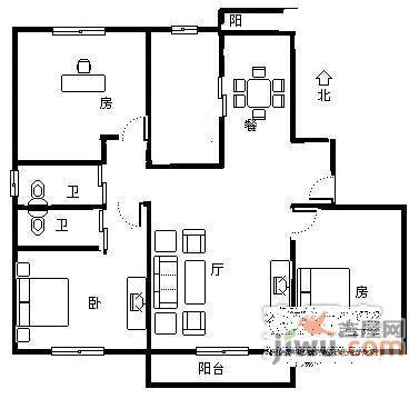 上海春天2室2厅2卫99㎡户型图