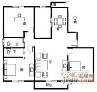 上海春天2室2厅2卫99㎡户型图