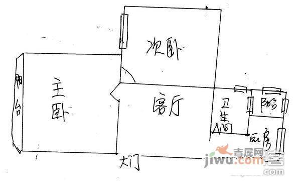 大华清水湾花园2室1厅1卫105㎡户型图