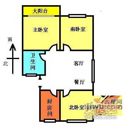 南方新村3室1厅1卫78㎡户型图