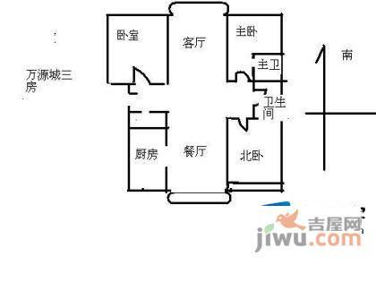 南方新村3室1厅1卫78㎡户型图