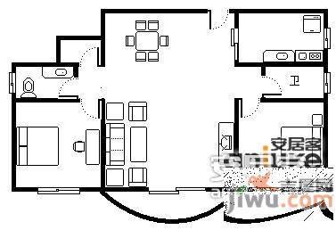 绿洲香岛花园2室2厅1卫135㎡户型图