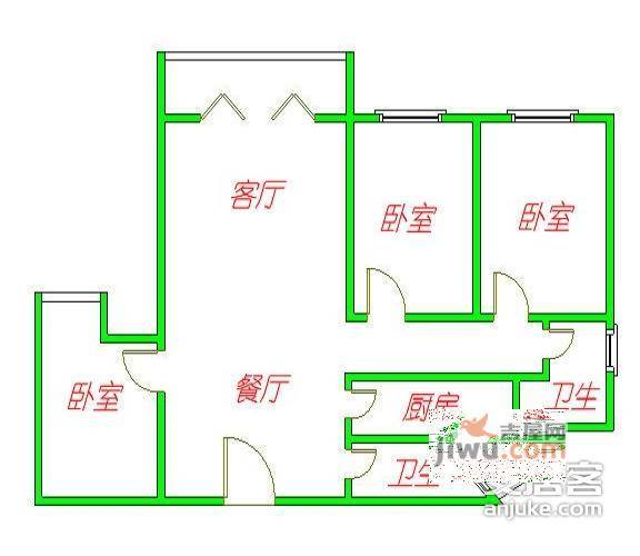 三和花园3室2厅2卫126㎡户型图