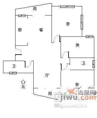 三和花园3室2厅1卫124㎡户型图