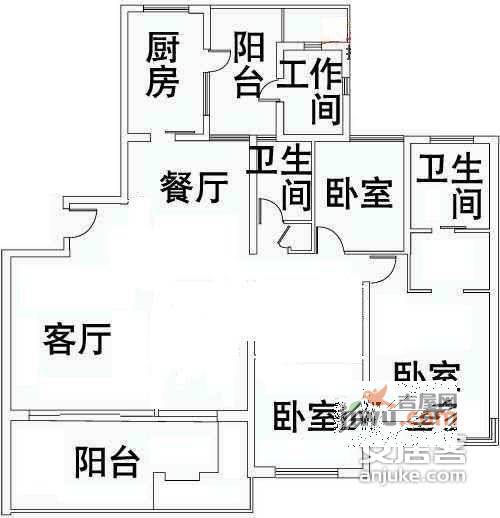 仁恒河滨花园3室2厅2卫246㎡户型图