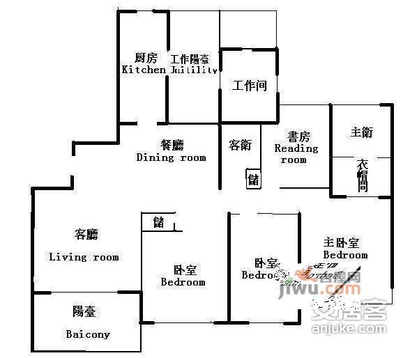 仁恒河滨花园4室2厅3卫247㎡户型图