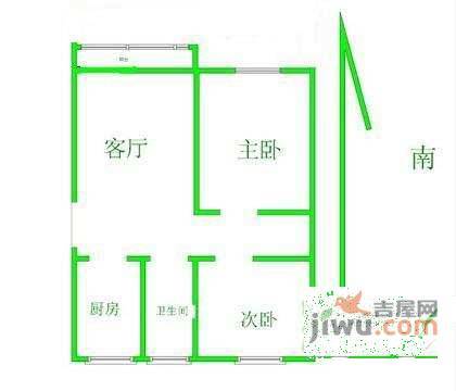 浦发绿城北区2室2厅1卫83㎡户型图