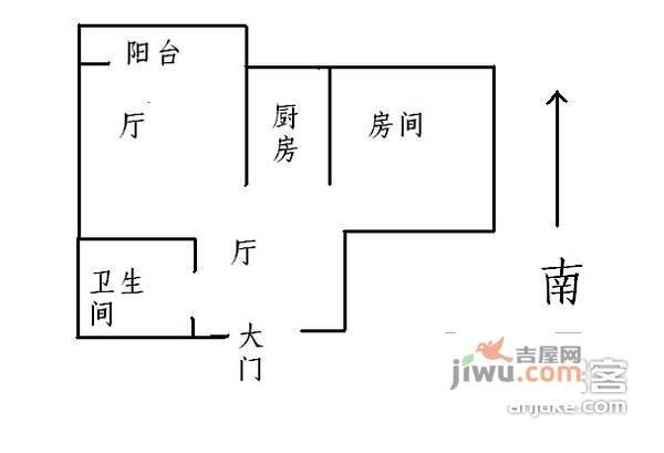 浦发绿城北区1室1厅1卫80㎡户型图