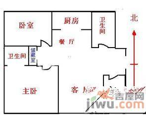 浦发绿城北区2室2厅1卫83㎡户型图