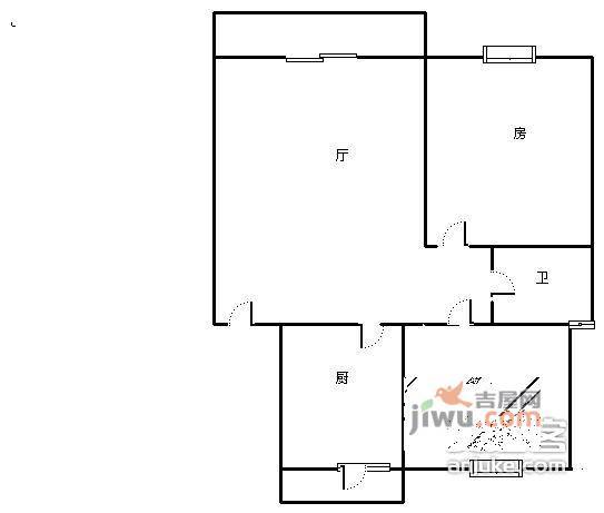 浦发绿城北区1室1厅1卫80㎡户型图