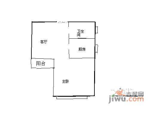 浦发绿城北区1室2厅1卫65㎡户型图